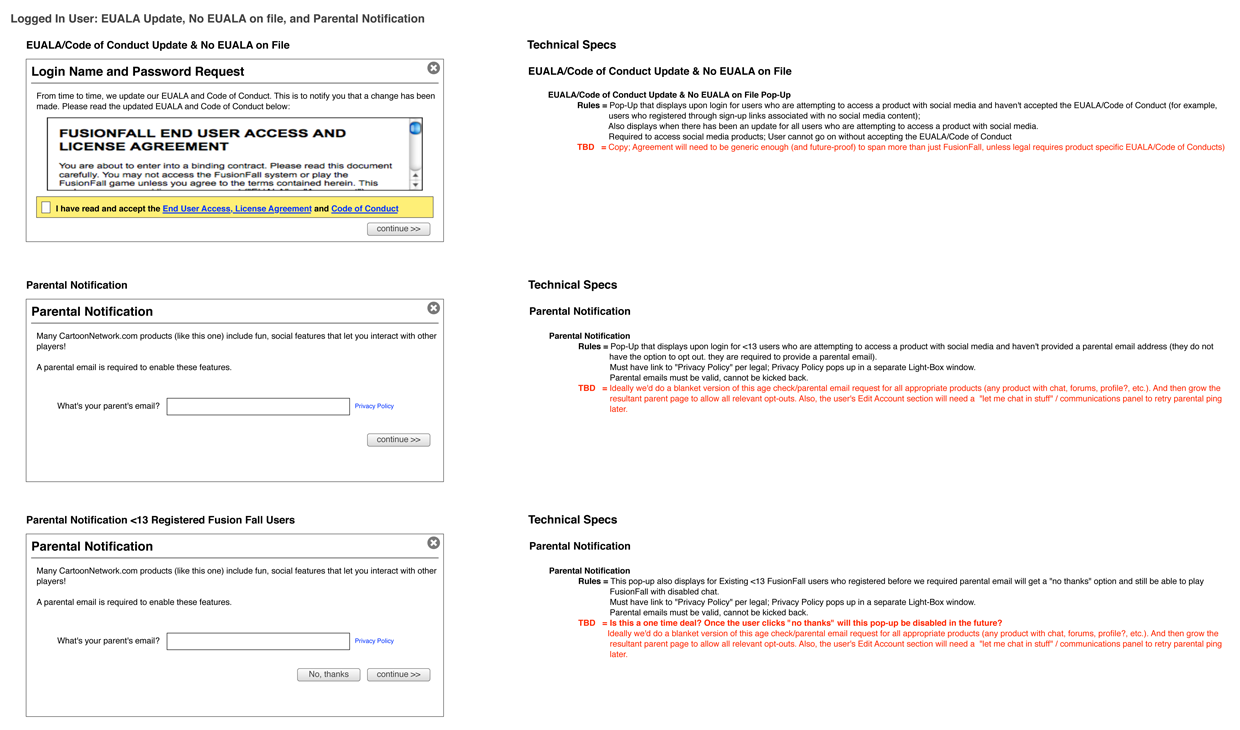 EULA and parental notification consent step