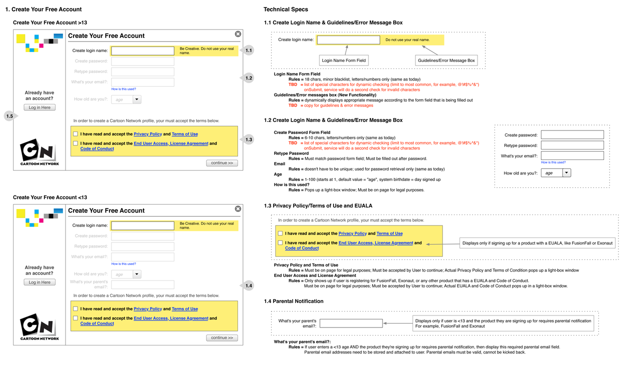 Registration step with age detection logic